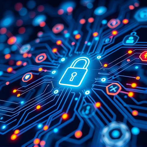 Illustration representing the interconnectedness of IoT devices and associated security risks.